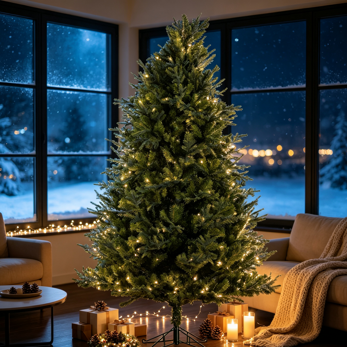 7 Ft Realistic PE/PVC Hybrid Christmas Tree with Fresh Pine Scent by HouseOfZazla