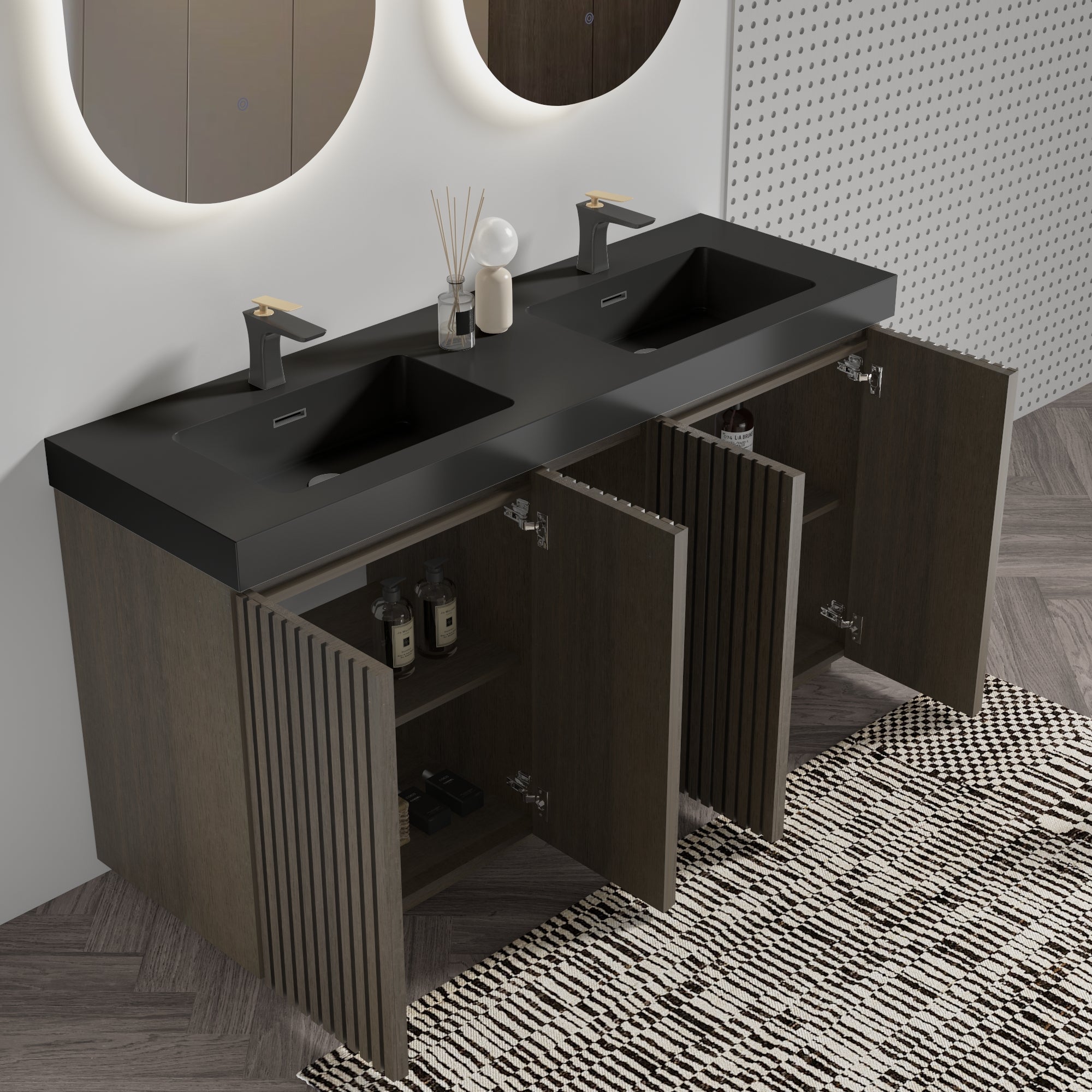 Galan 60" Smoked Oak Bathroom Vanity by HouseOfZazla