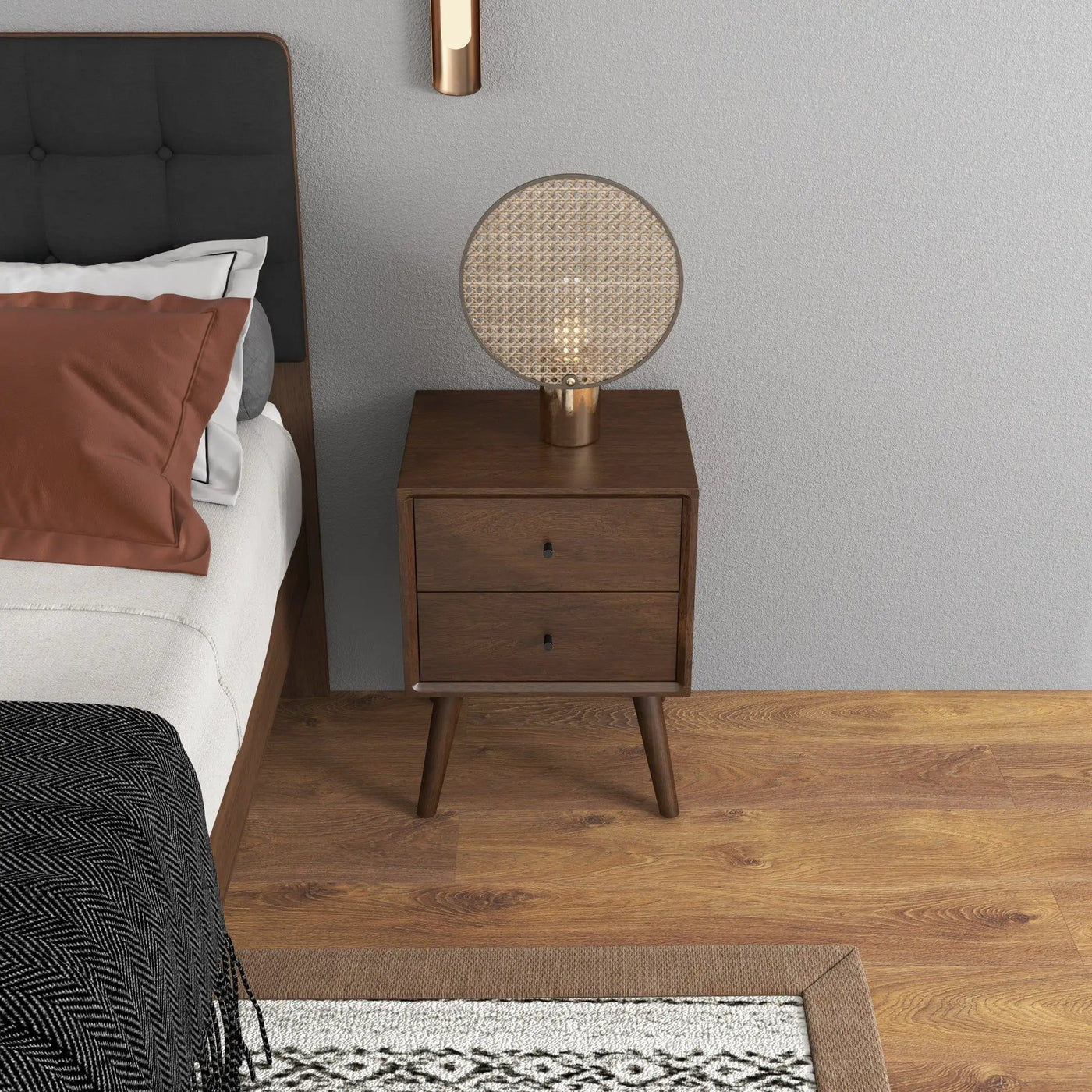 Caroline - Mid-Century Modern Style Night Stand 2 Drawer by HouseOfZazla