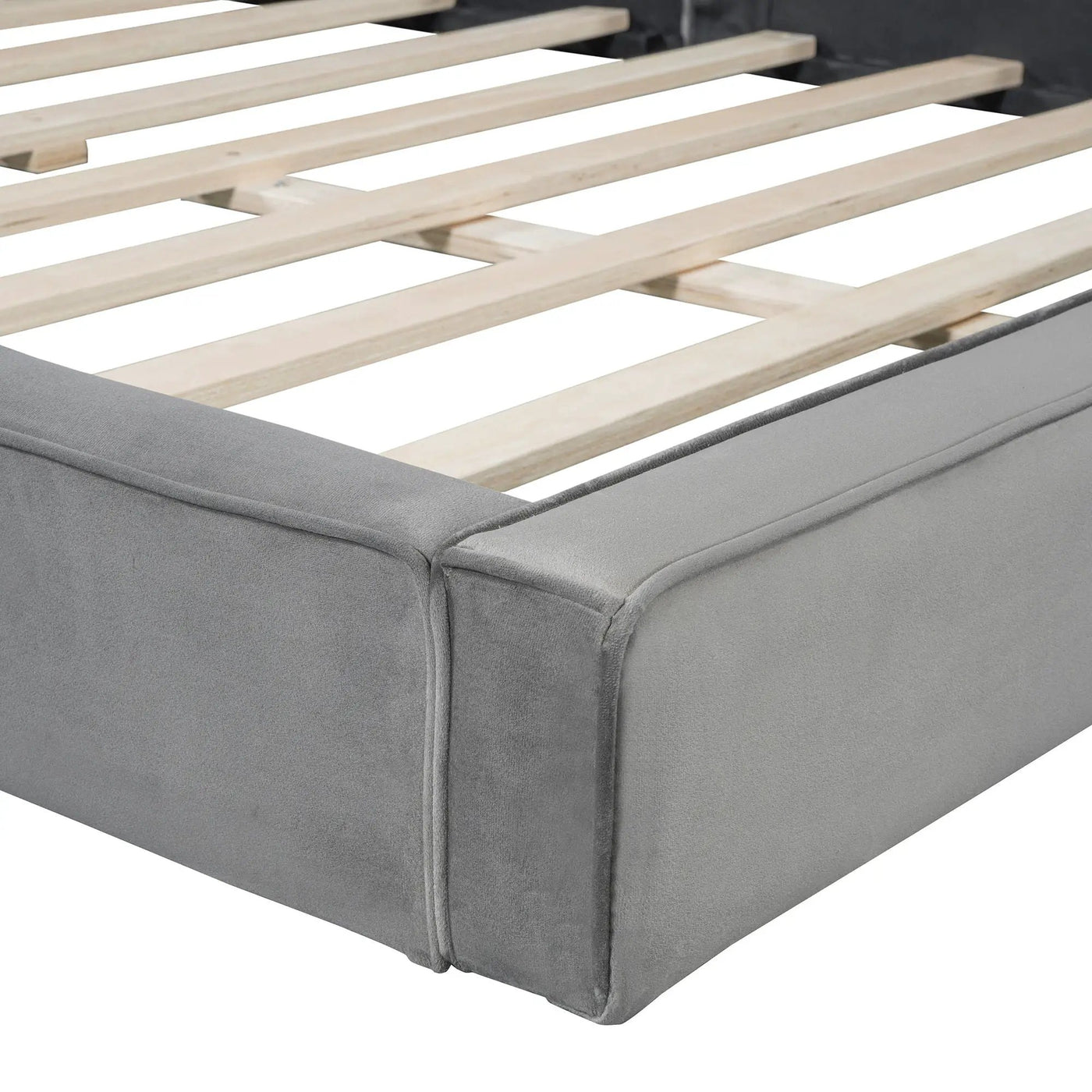 Upholstered Platform Bed, Grounded Bed With Solid Frame by Unique Piece Furniture