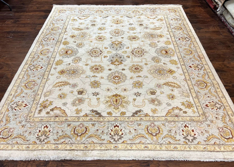 Peshawar Rug 8x10, Oushak Rug, Neutral Colors Hand Knotted Farmhouse Rug by Jewel Rugs