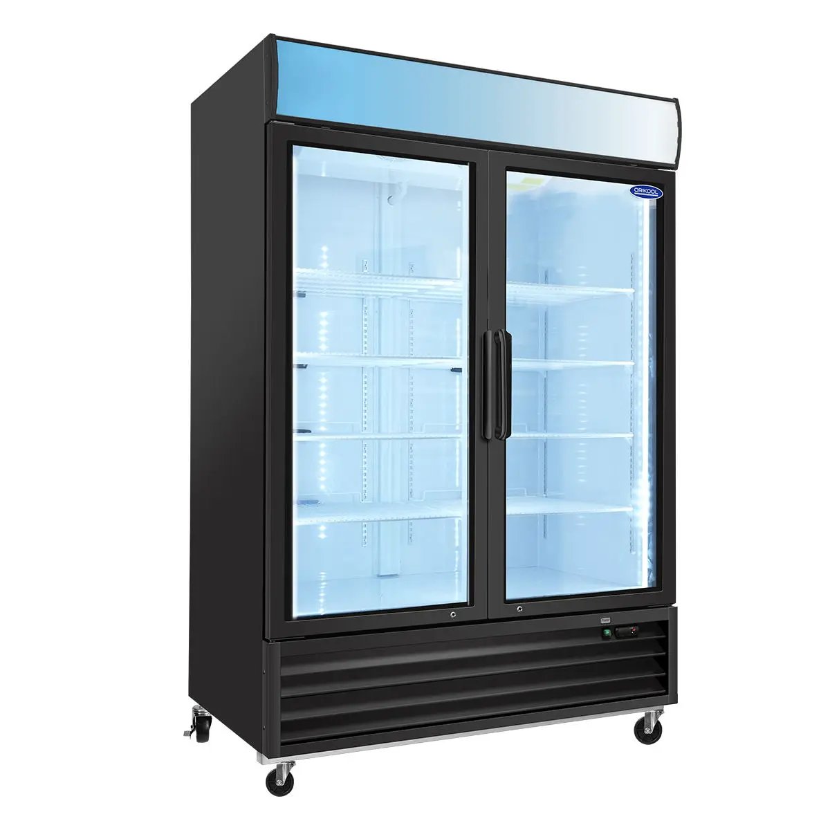 Glass Door Merchandiser Freezer Swing Door Commercial Reach-In Display Freezers With LED Top Panel Upright Freeze Storage by HouseOfZazla