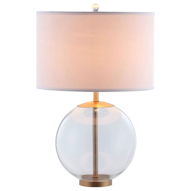 Kenny 27-inch Drum Shade Clear Glass Table Lamp Brass by Unique Piece Furniture