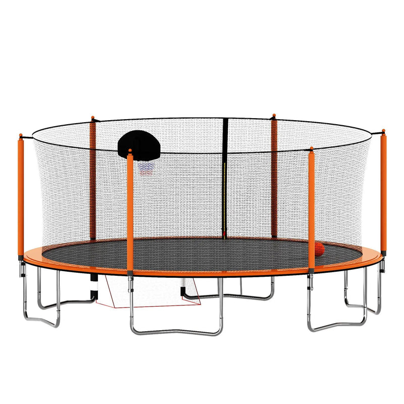 16Ft Trampoline With Basketball Hoop Pump And Ladder (Inner Safety Enclosure) With Soccer Goal by HouseOfZazla