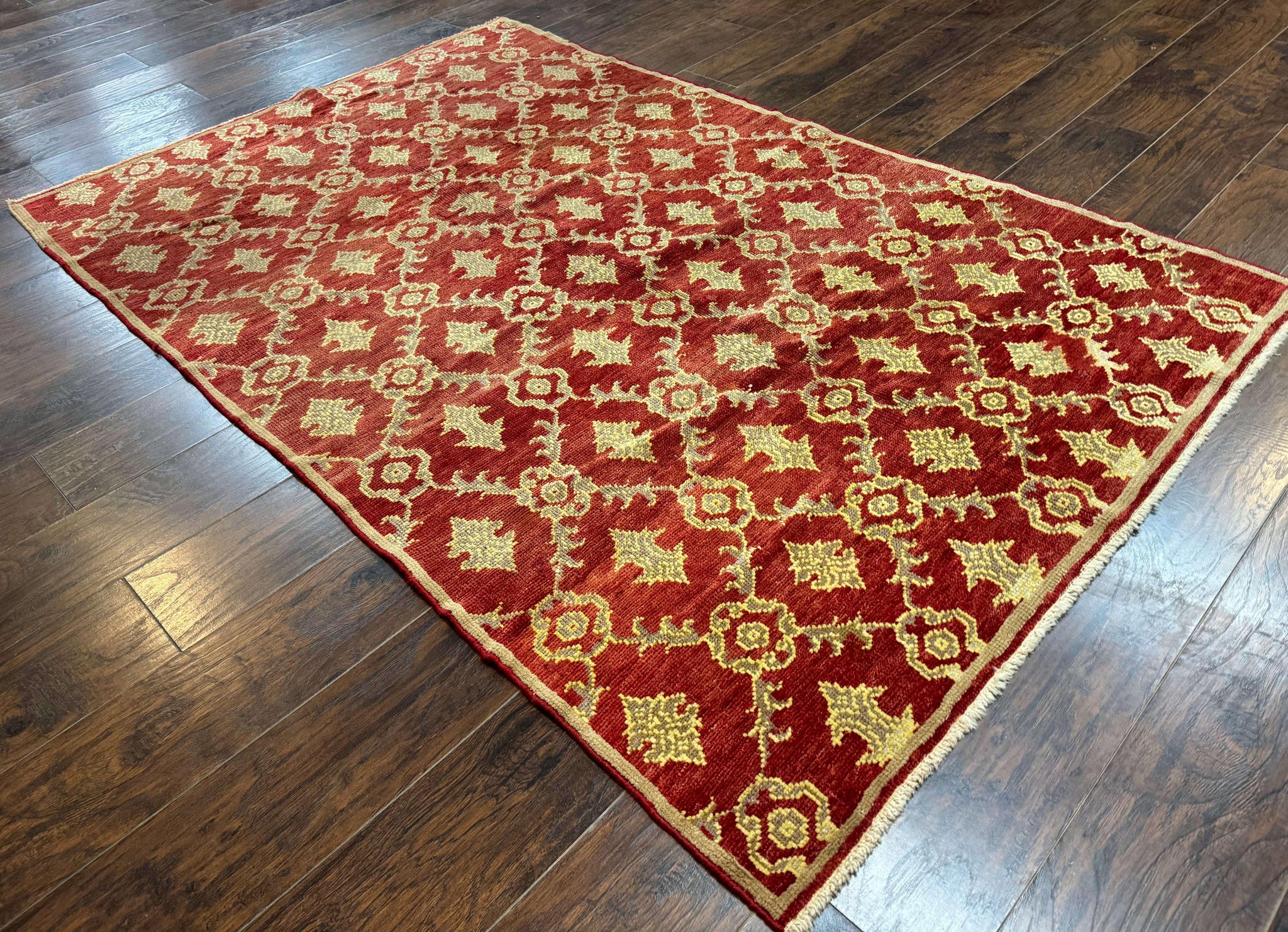 Modern Turkish Oushak Rug 5x8, Brick Red by Jewel Rugs