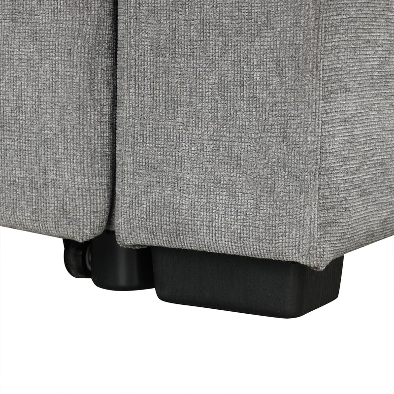 Modern 2 Seater Loveseat Sofa With Pull-Out Bed, Fabric, Built-In USB Ports & Cup Holders