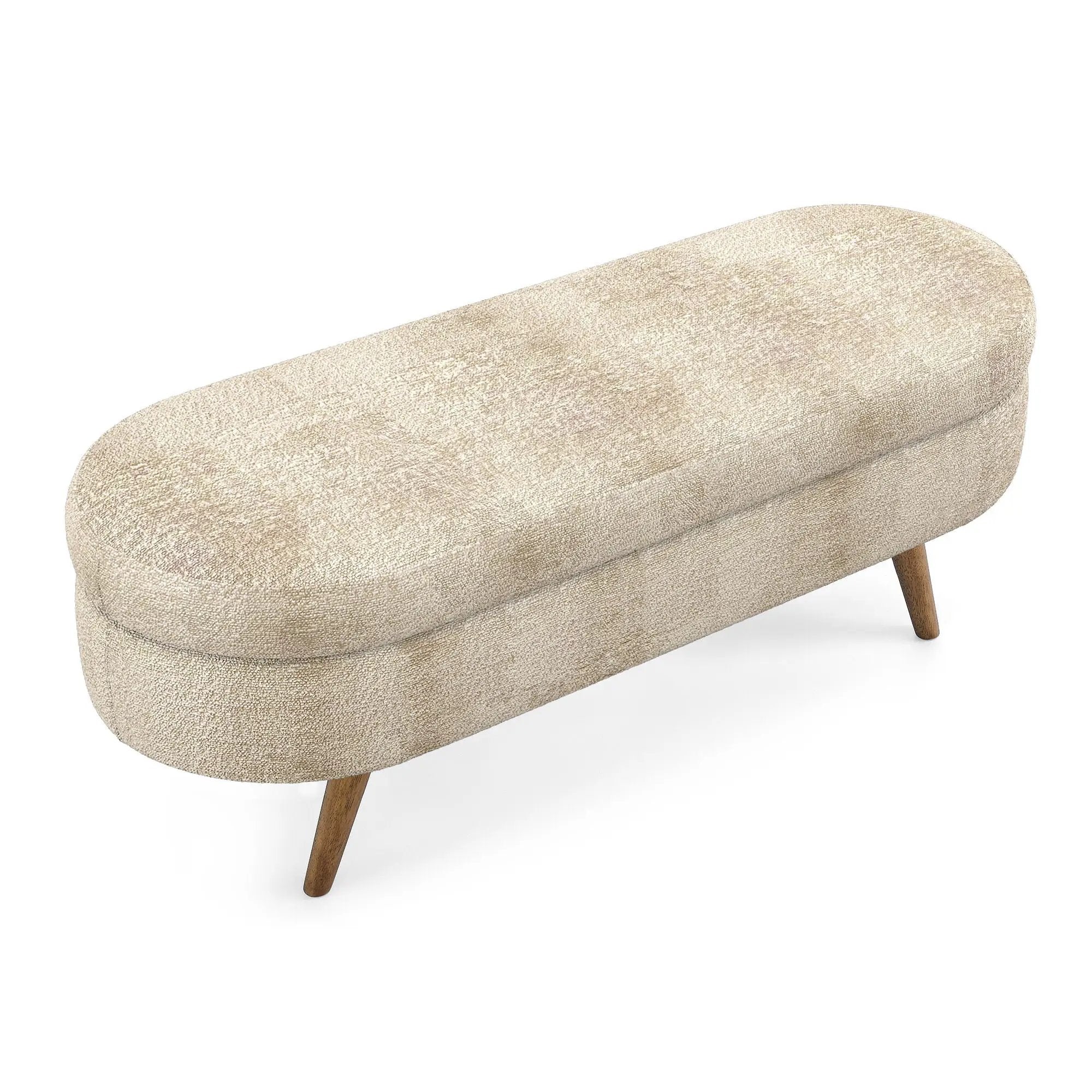 Modern Ottoman Oval Storage Bench With Rubber Wood Legs by Unique Piece Furniture