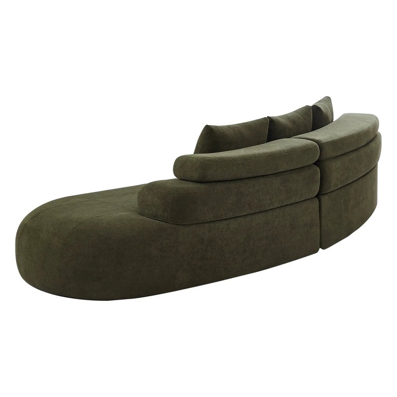 122" Curved Sectional Sofa (Olive Green) by HouseOfZazla