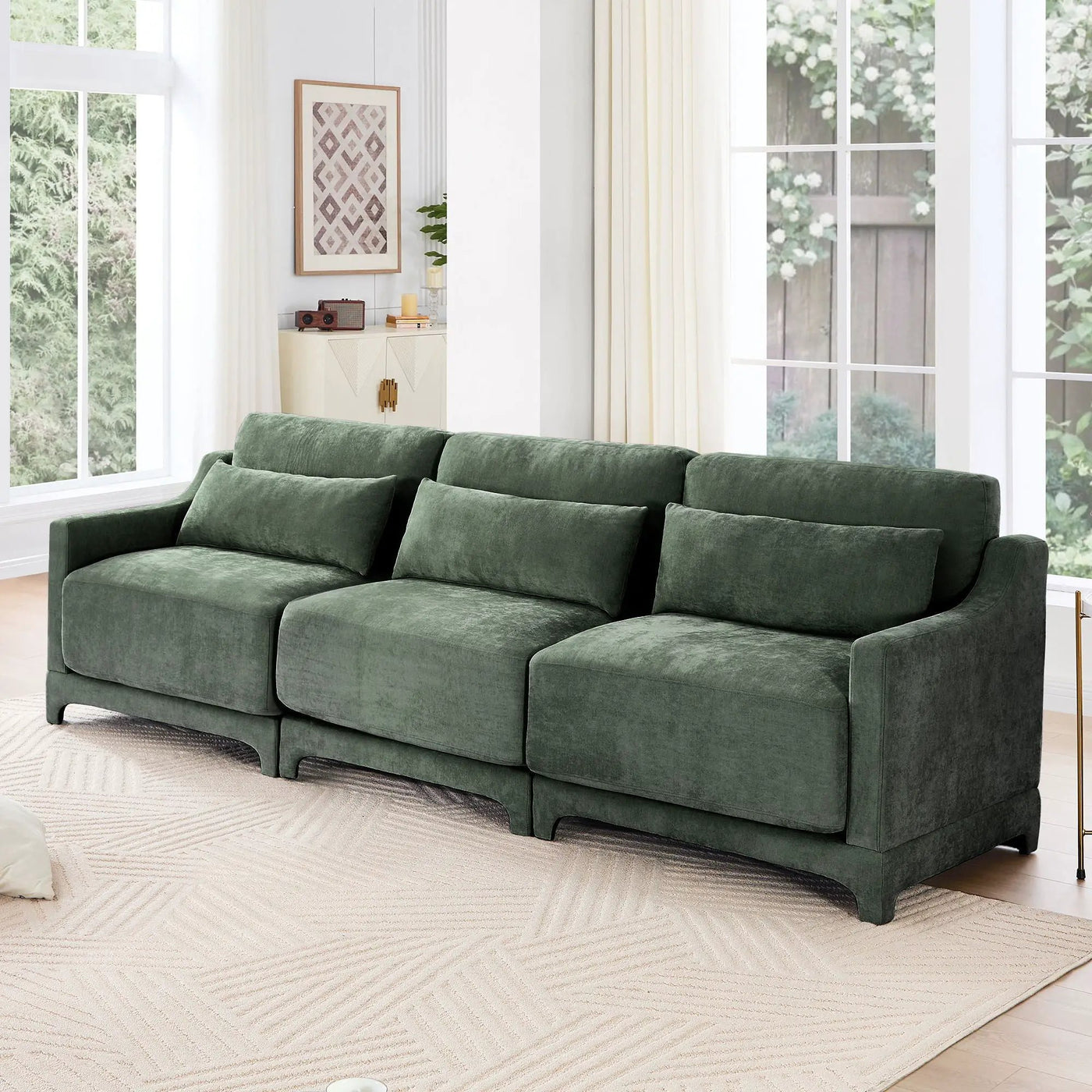 Elegant Sofa With Ergonomic Design And Lumbar Pillows by Unique Piece Furniture