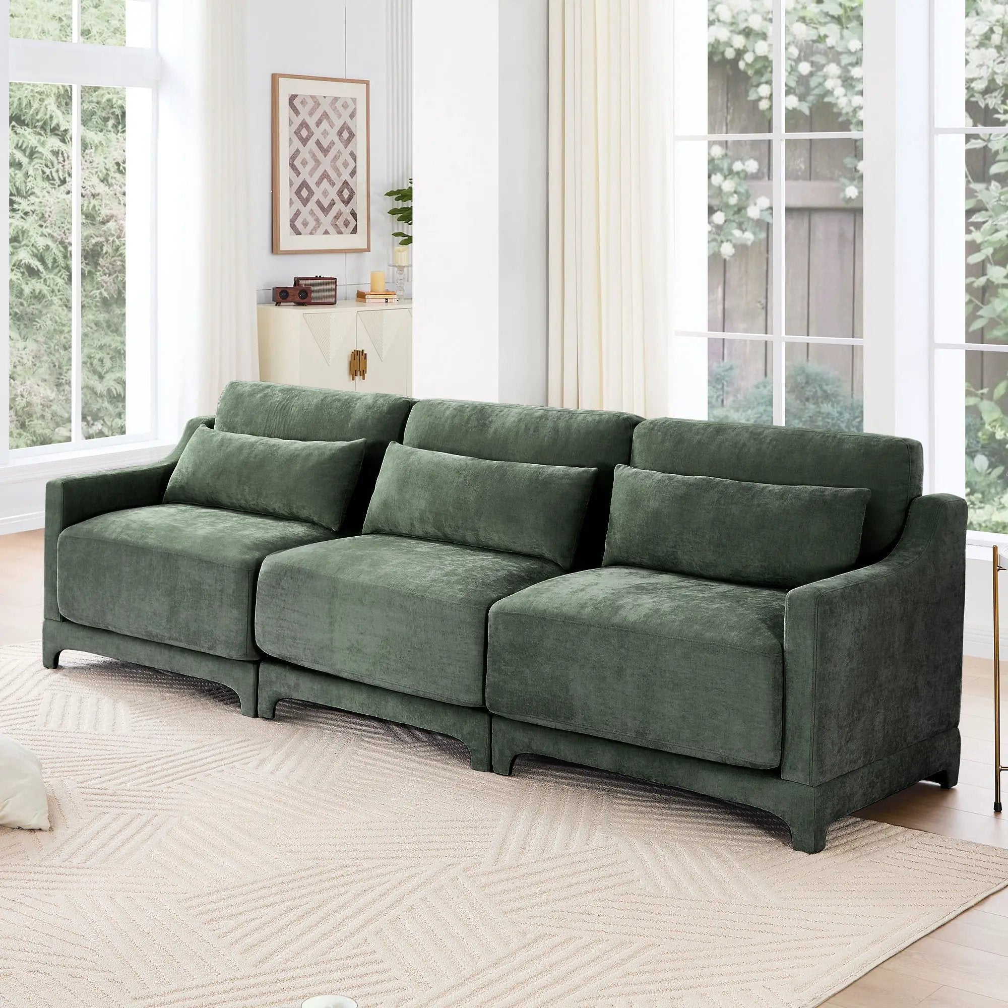 Elegant Sofa With Ergonomic Design And Lumbar Pillows by Unique Piece Furniture