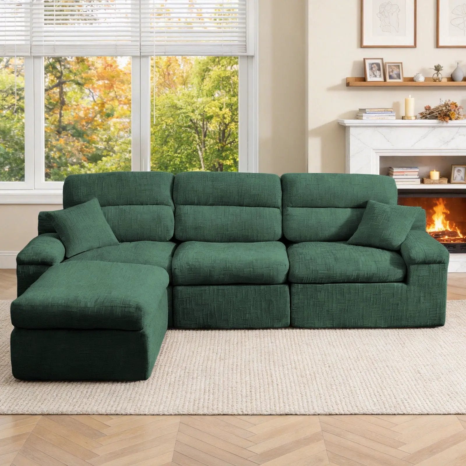Corner Chaise Sofa With High Backrest by Unique Piece Furniture