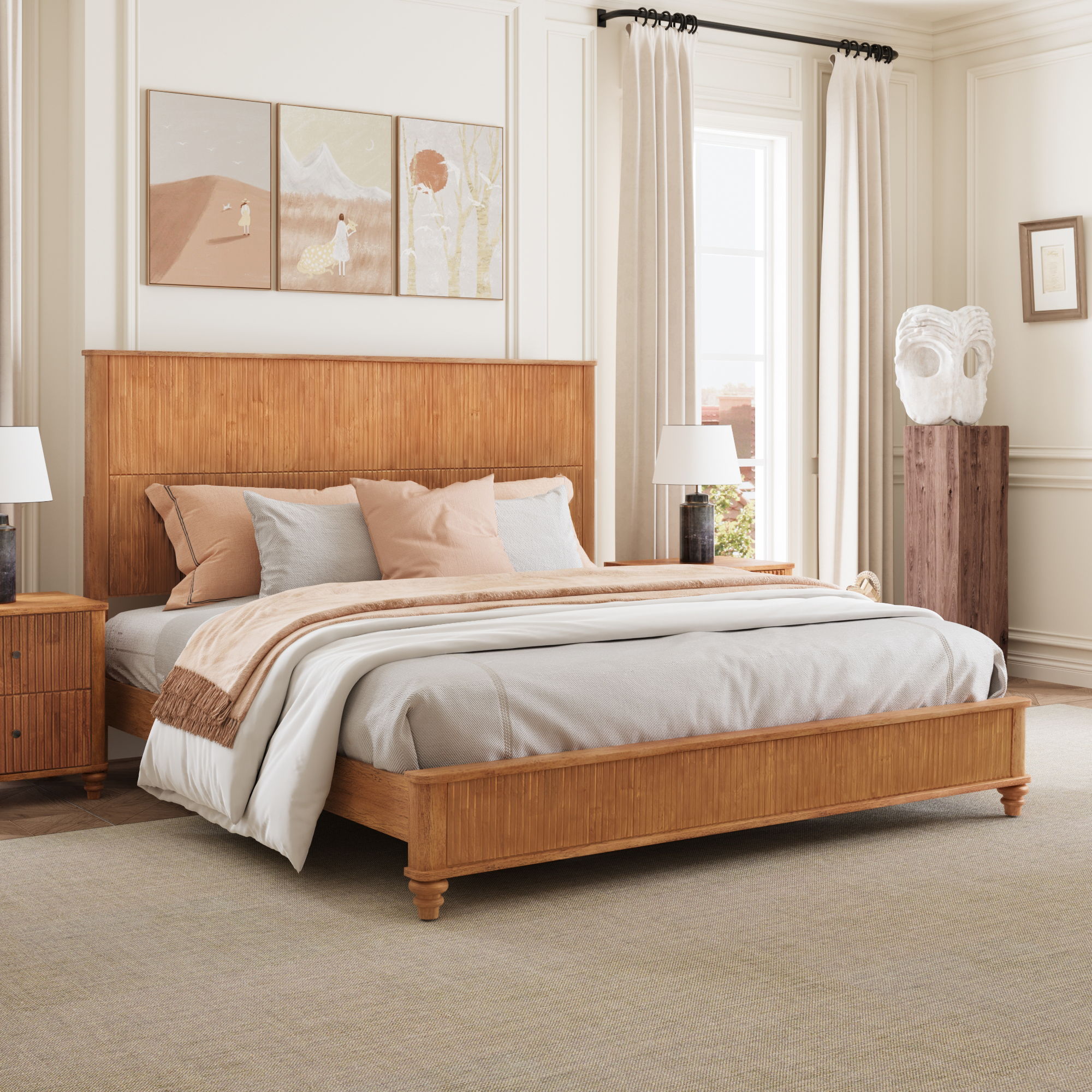 Platform Bed Frame & Tall Headboard by HouseOfZazla