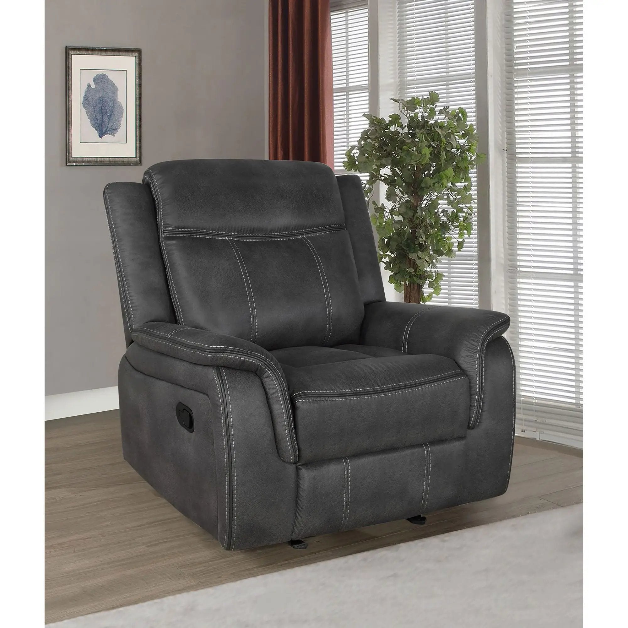 Franklin - Upholstered Padded Arm Glider Recliner - Charcoal by Unique Piece Furniture