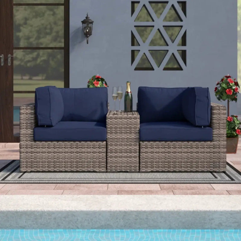 Outdoor Seating Group With Cushions 2 Person - Gray by HouseOfZazla