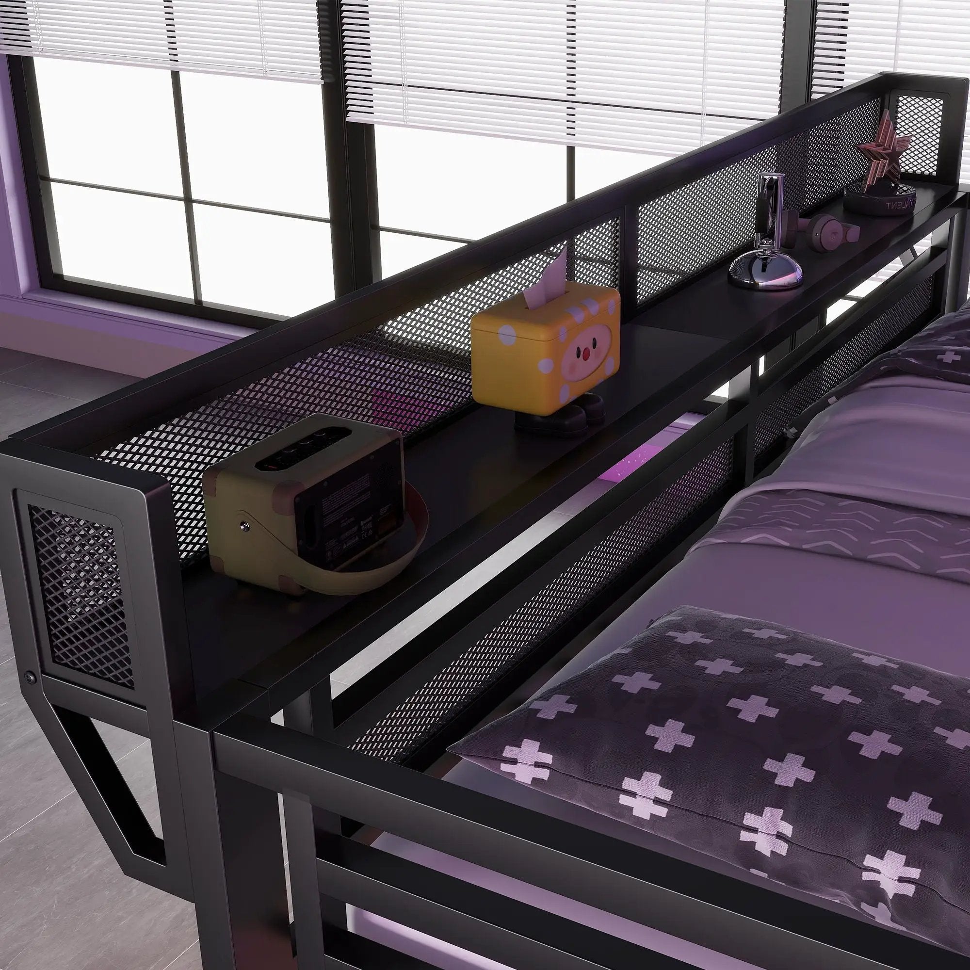 Loft Bed With Desk And Charging Station With Stairs And Light by Unique Piece Furniture