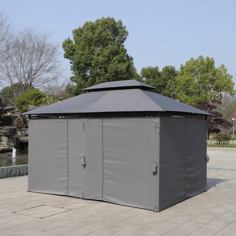 13x10 Ft Outdoor Patio Gazebo Canopy Tent with Ventilated Double Roof and Side Wall by HouseOfZazla