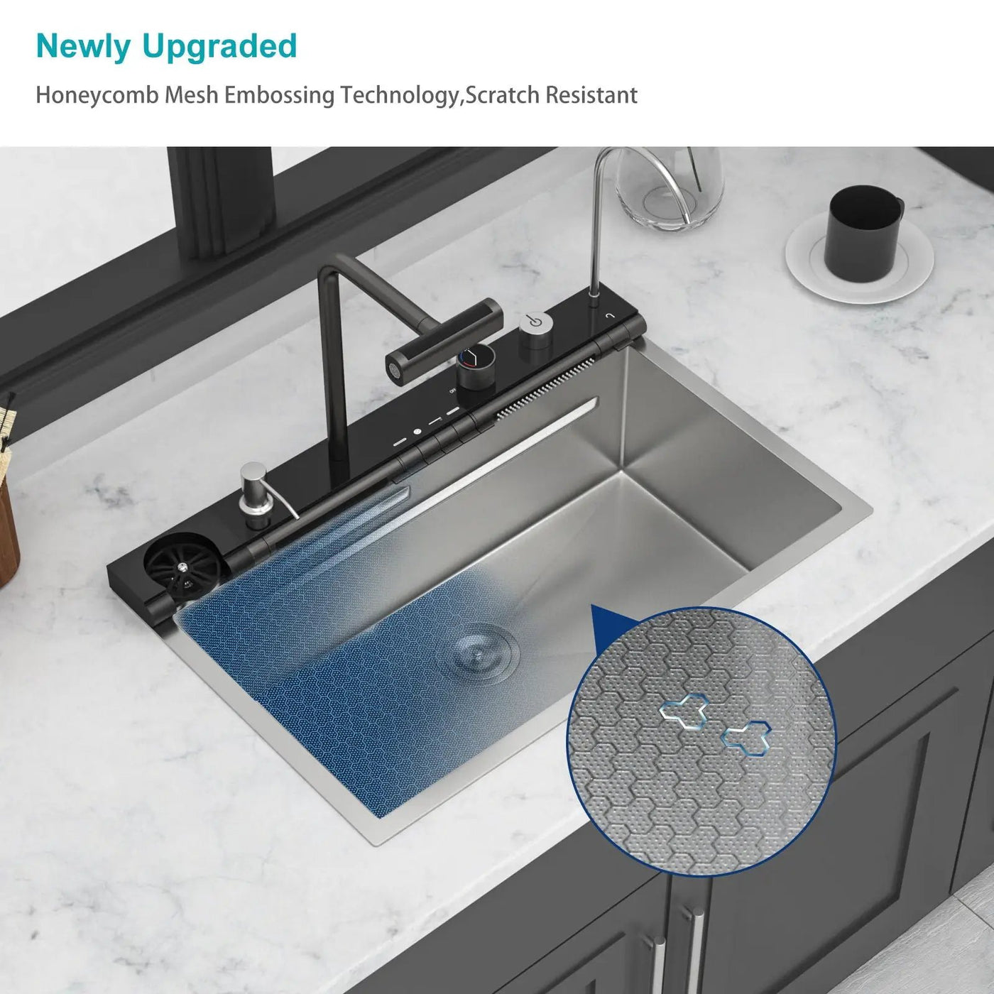 30" Single Bowl Kitchen Sink With Smart LED Faucet by HouseOfZazla