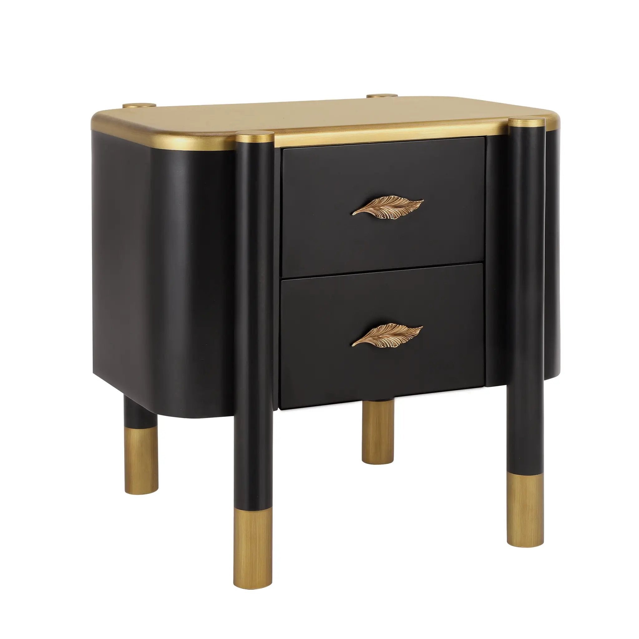 Contemporary 2 Drawers Nightstand with Curved Profile Design by HouseOfZazla