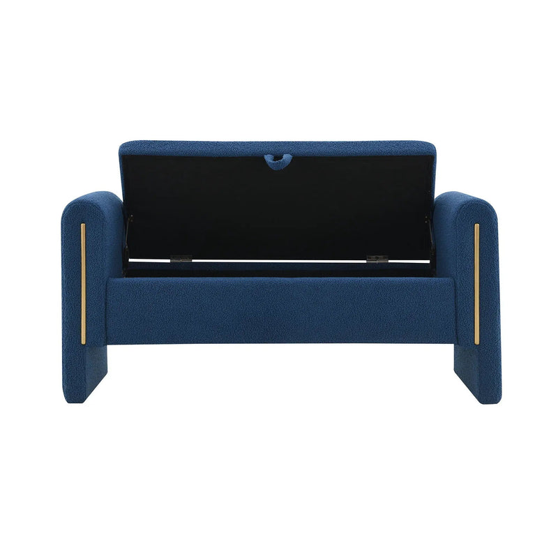 Modern Teddy Upholstered Large Bed End Bench With Arms And Storage by Unique Piece Furniture