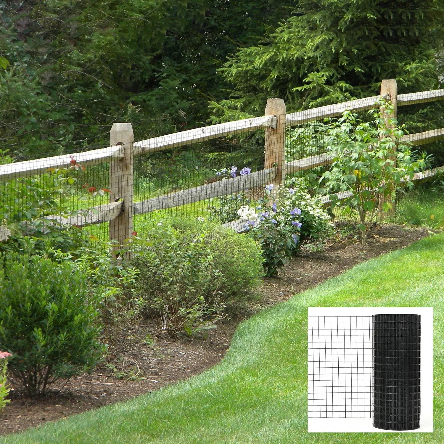 Vinyl Coated Hardware Cloth, 21 Gauge, Welded Wire Fence - Black by HouseOfZazla