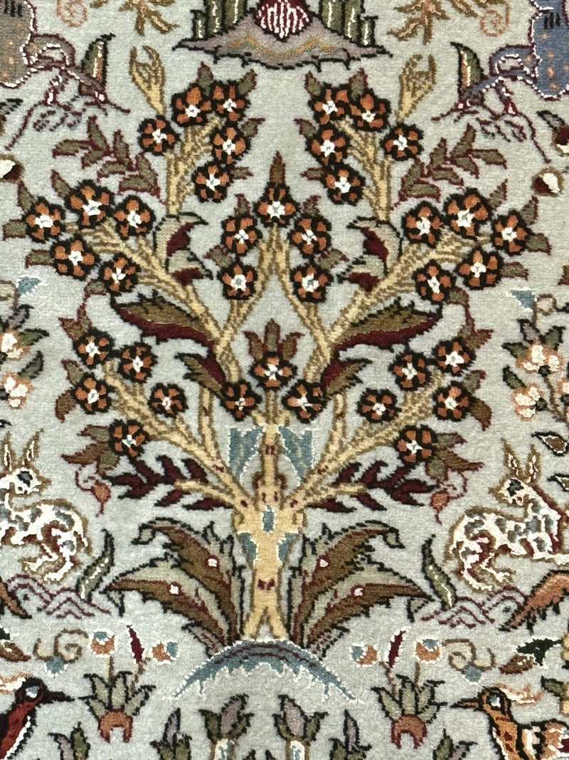 Wonderful Persian Tabriz Rug 3x5, Tree of Life, Animal Pictorials, Birds, Wool & Silk Highlights, Fine 330 KPSI by Jewel Rugs