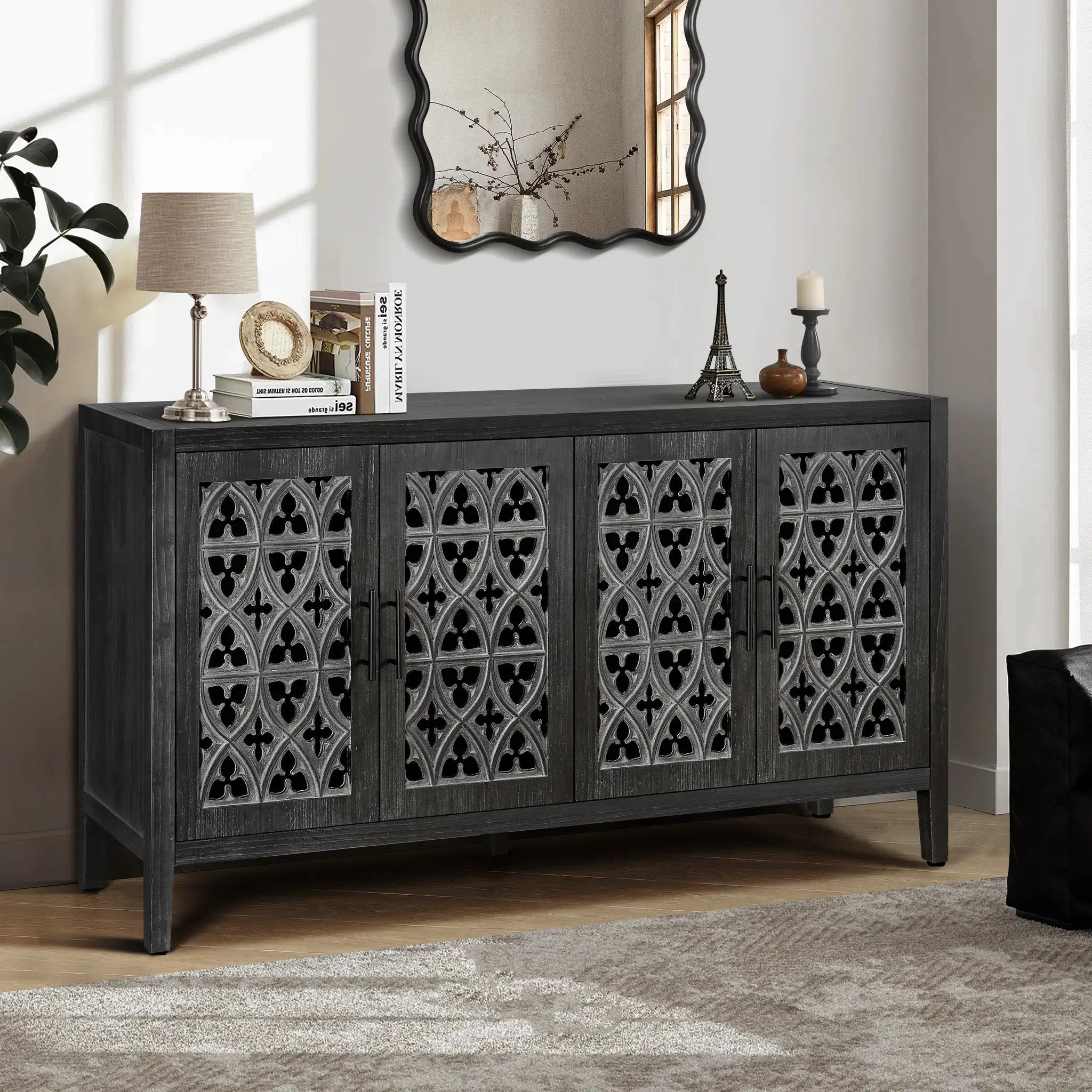 Hollow Four Door Antique Cabinet, American Country Style by HouseOfZazla
