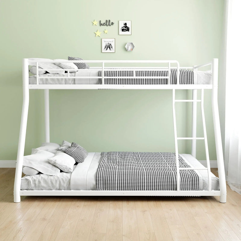 Bunk Bed Frame With Ladder And Guardrail, Heavy Duty Noise Free Design Metal Construction by HouseOfZazla