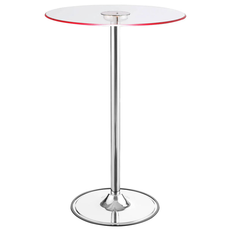 Thea Round 28-inch Glass Top LED Bistro Bar Table Chrome by Unique Piece Furniture