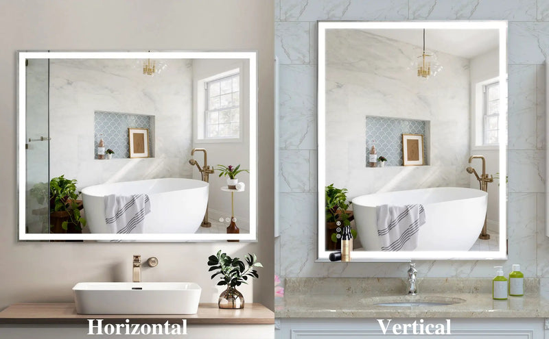 LED Bathroom Vanity Mirror Wall Mounted Adjustable / Warm / Natural Lights Anti-Fog Touch Switch With Memory Modern Smart Large Bathroom Mirrors by HouseOfZazla