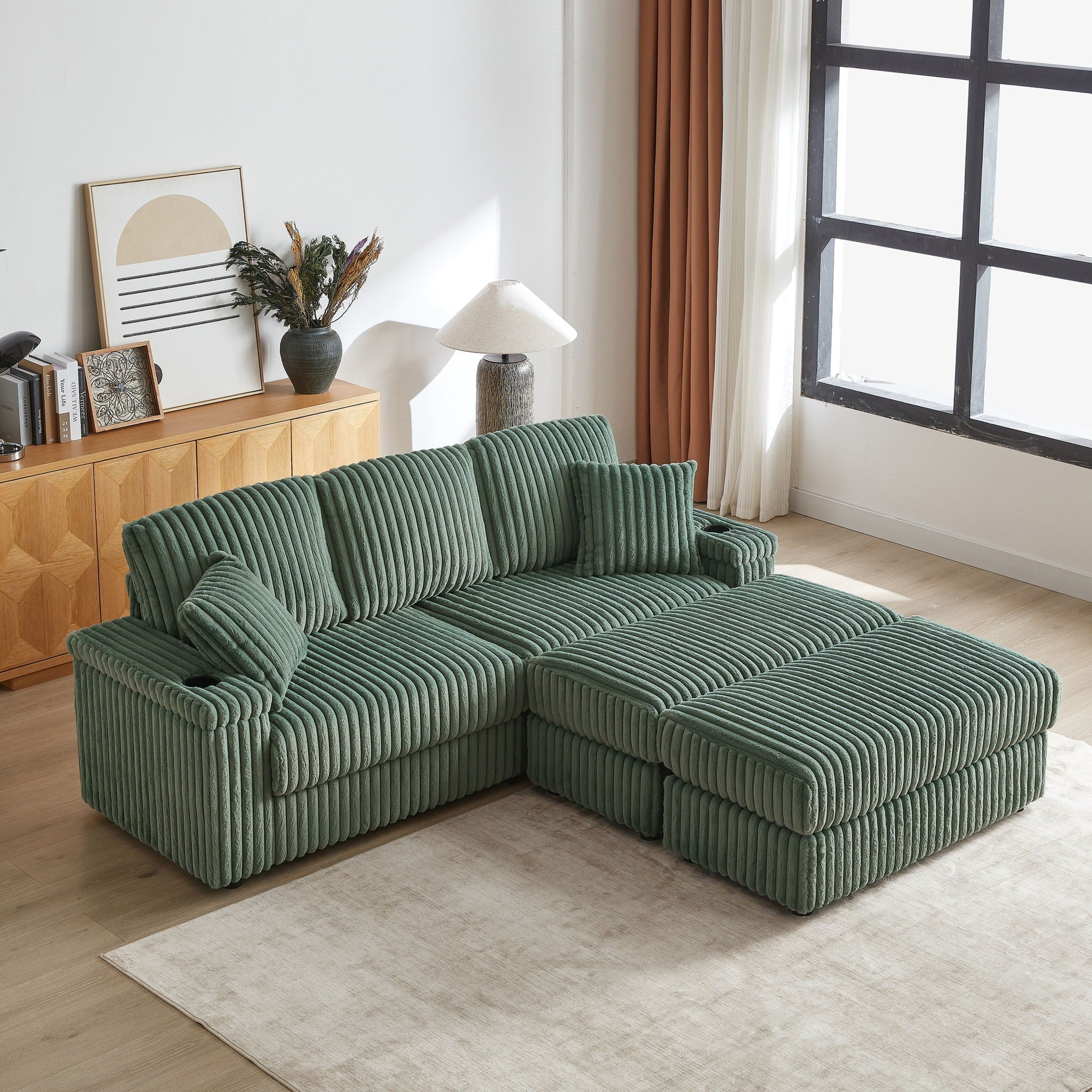 3 Seater Sofa With 2 Ottomans For Living Room by HouseOfZazla