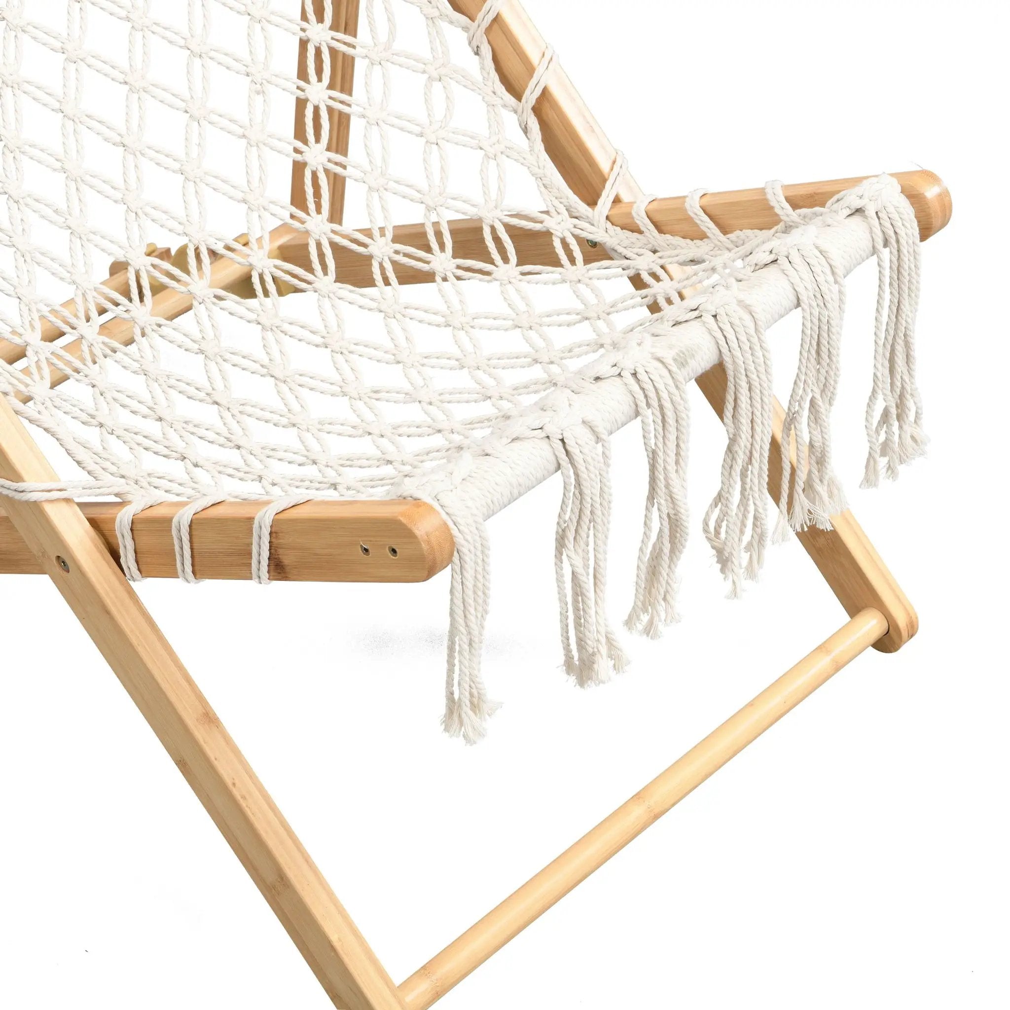 Bamboo Weaving Chair Set With Handwoven Rope For Patio And Living Spaces - Natural by HouseOfZazla