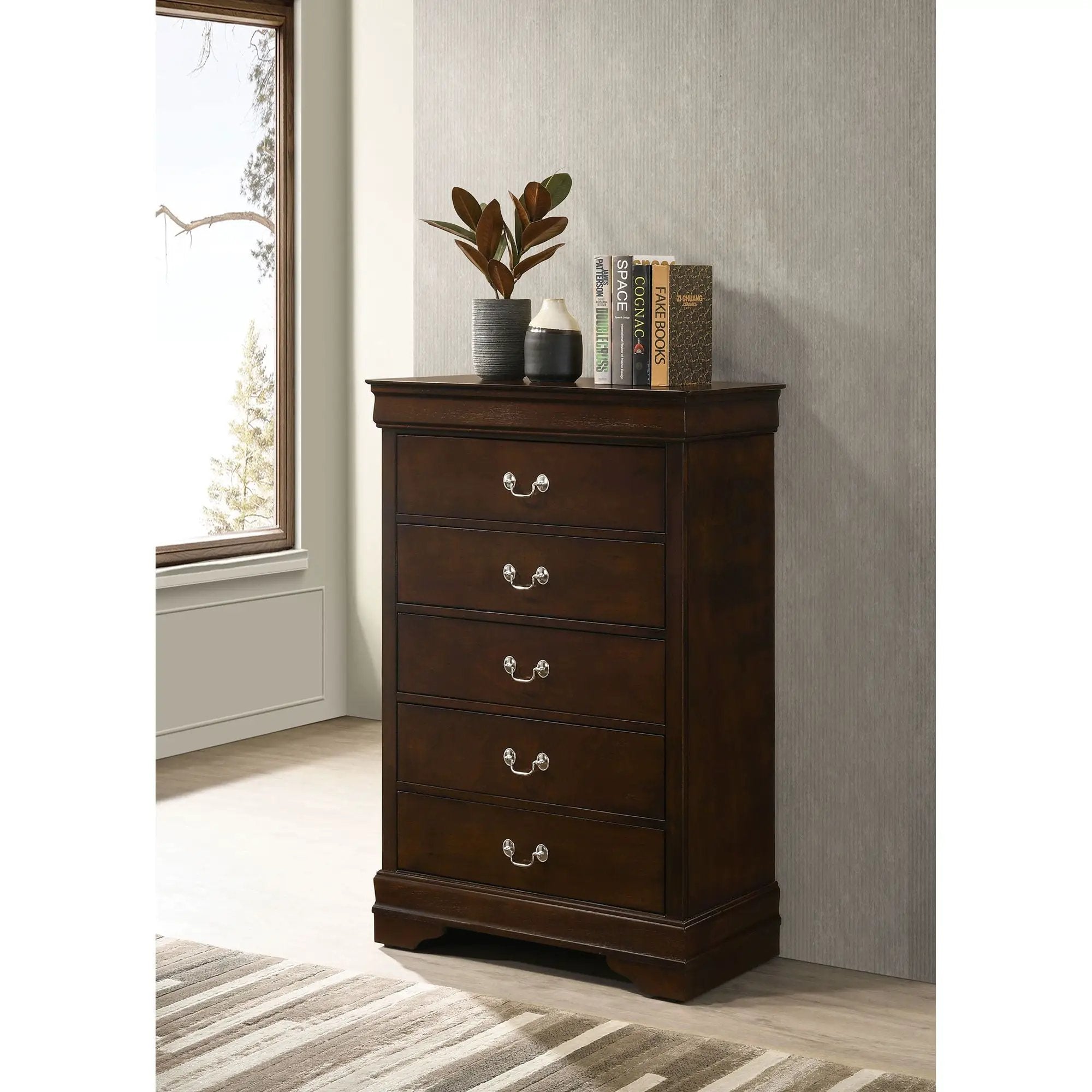 Janson - 5 Drawer Bedroom Chest - Cappuccino by HouseOfZazla