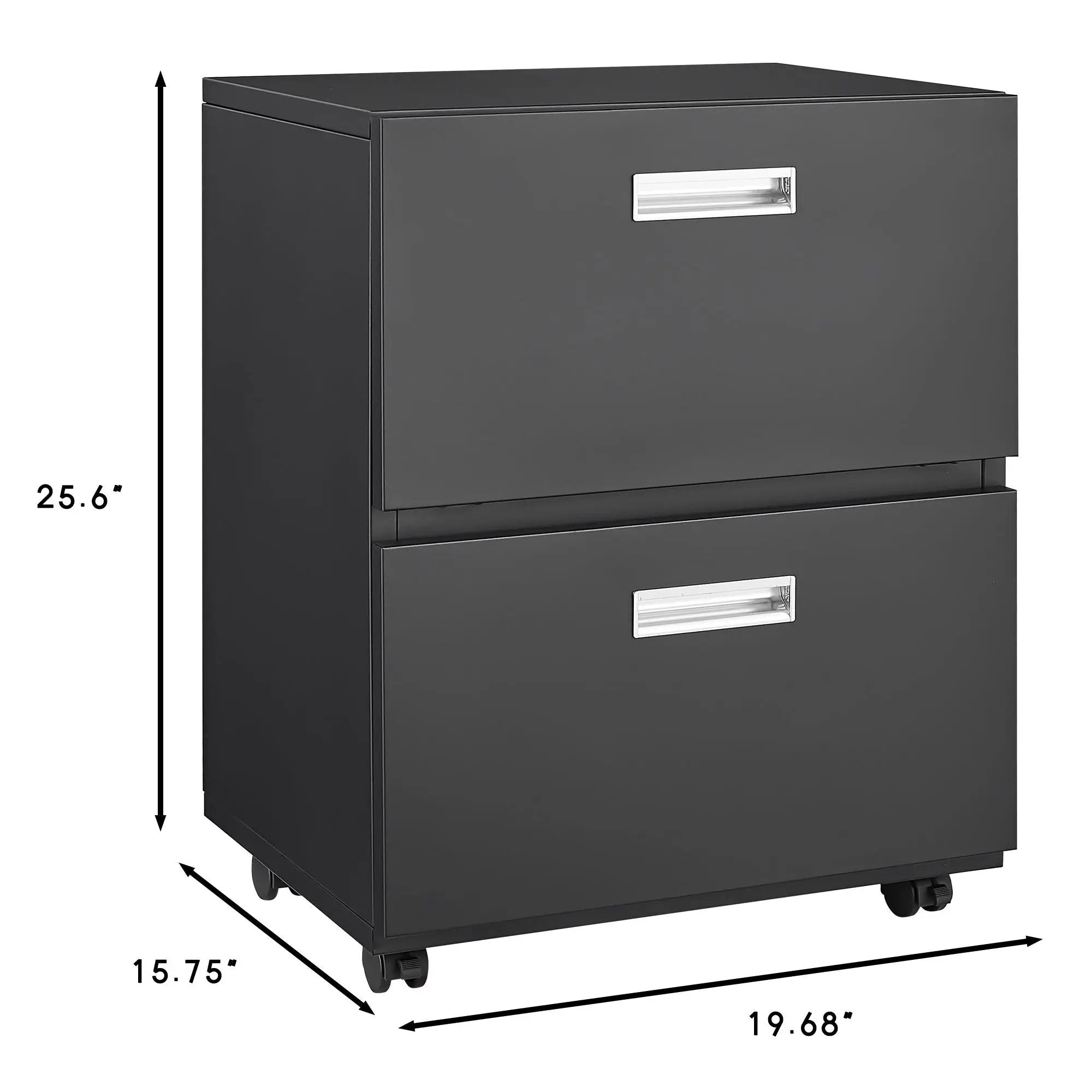 Office Furniture Copier Cabinet 2 Door Steel Copier Stand Mobile Pedestal File Printer Stand - Black by Unique Piece Furniture