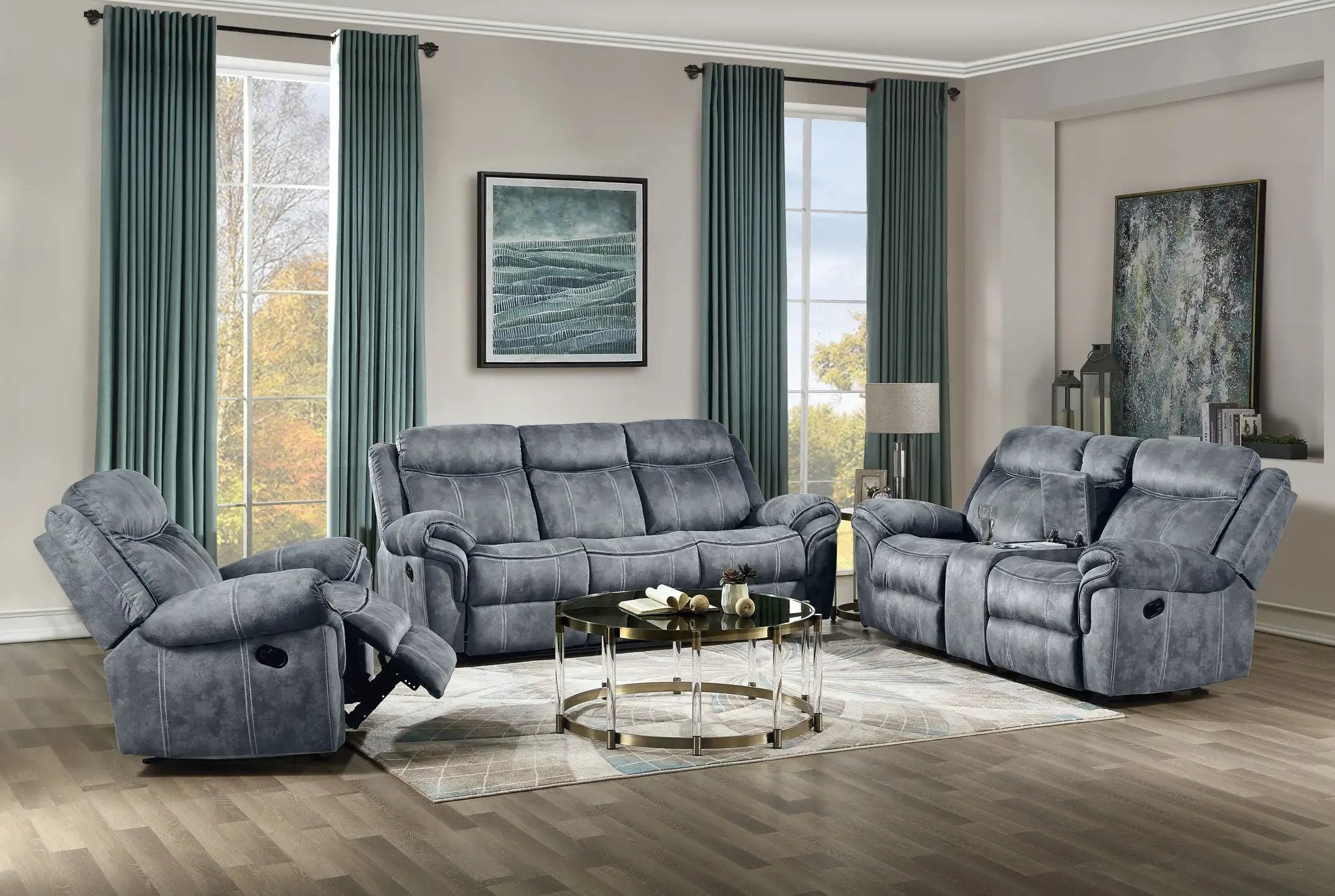 Zubaida - Two Tone 3 Piece Recliner Living Room Set by Unique Piece Furniture