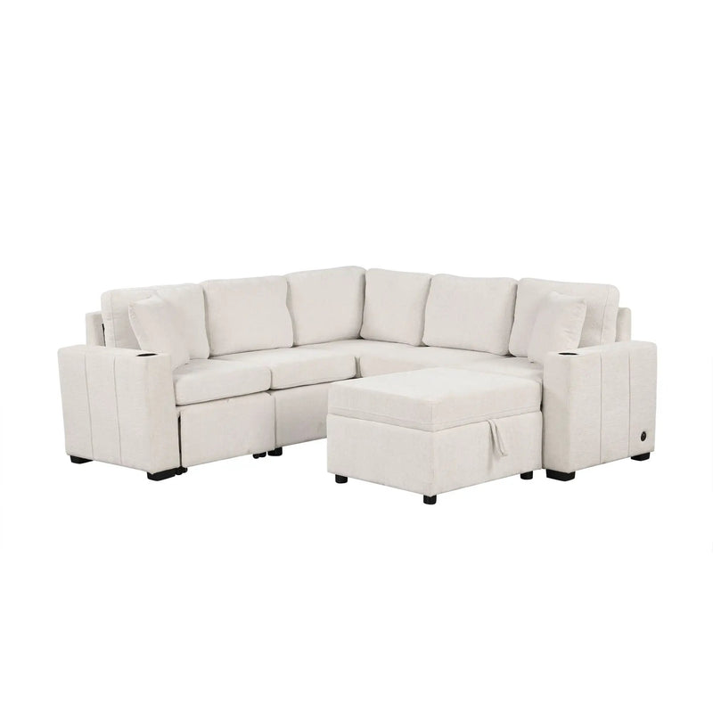 Sectional Sofa Convertible Pull-Out Sofa Bed With A Movable Storage Ottoman For Living Room by HouseOfZazla