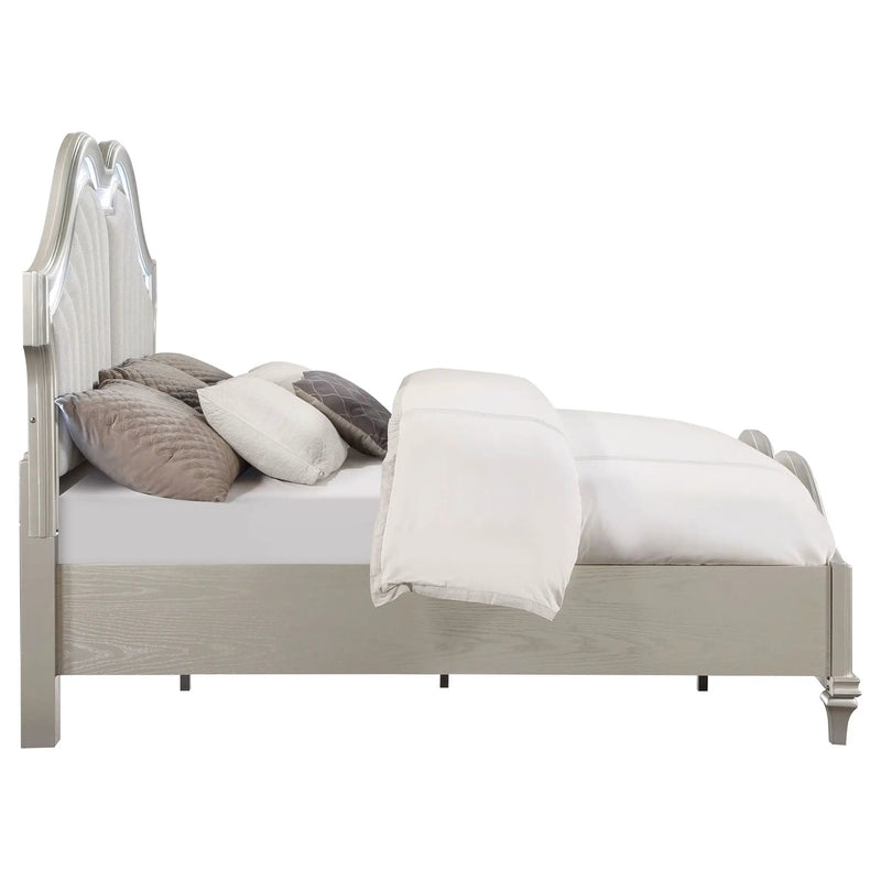 Evangeline Wood California King LED Panel Bed Silver Oak by Unique Piece Furniture