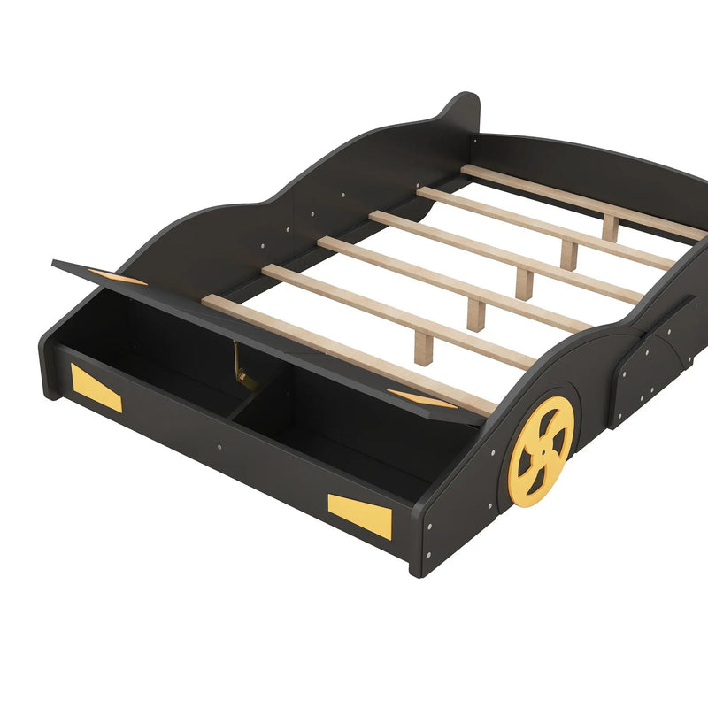 Race Car Shaped Platform Bed With Wheels And Storage by Unique Piece Furniture