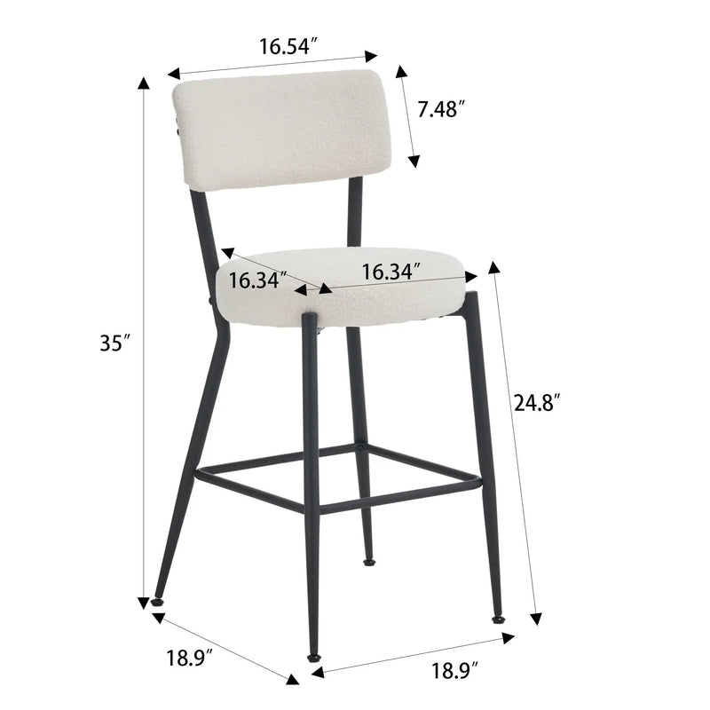 Modern Teddy Fabric Upholstered Bar Stools - Legs by HouseOfZazla