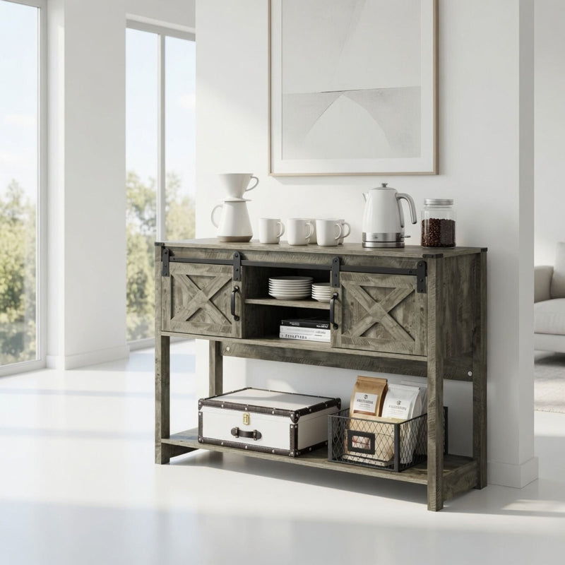 Farmhouse Entryway Table With Sliding Barn Door by HouseOfZazla
