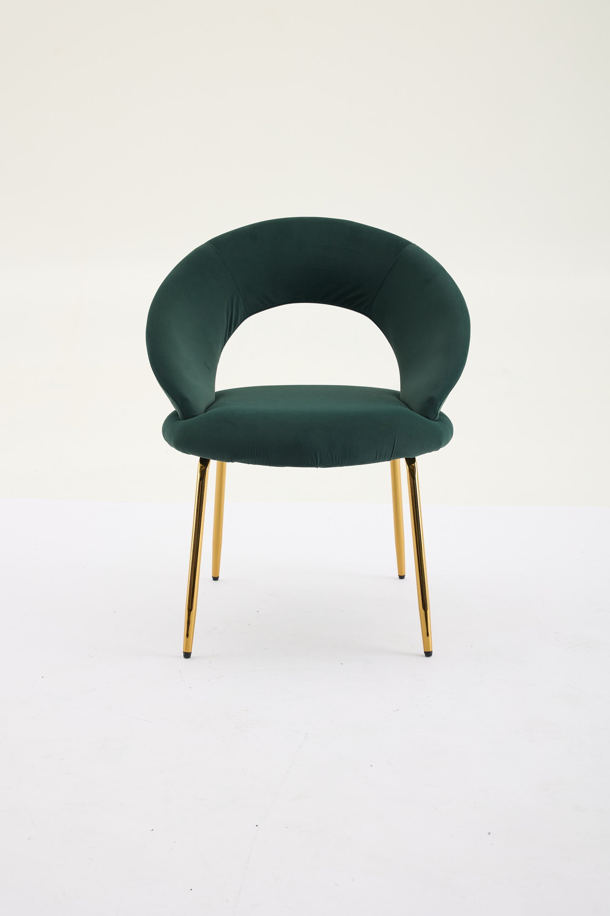Velvet Fabric Dining Chair with Curved Backrest and Golden Metal Legs by HouseOfZazla