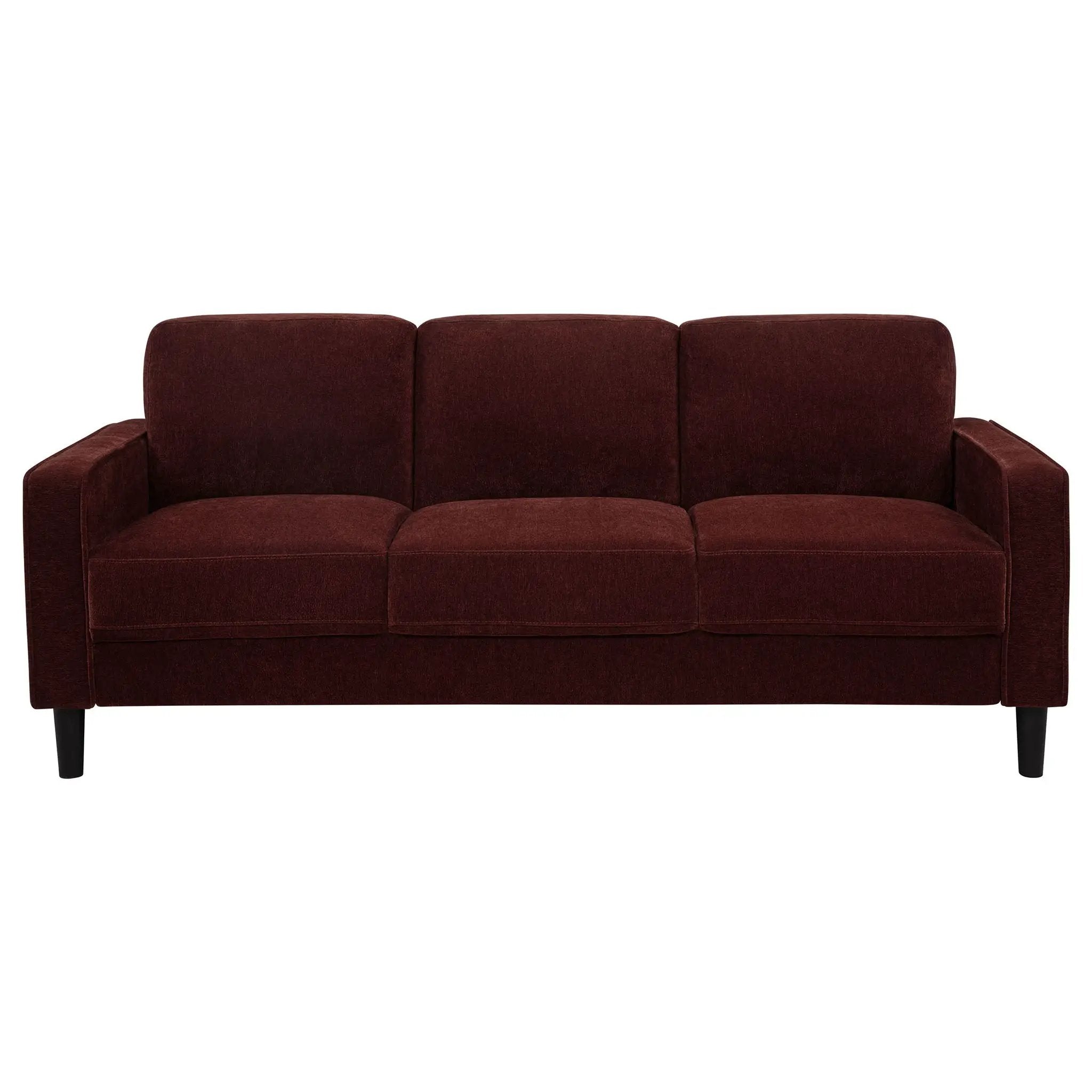 Ruth 77-inch Fabric Upholstered Track Arm Sofa Rust Red by Unique Piece Furniture