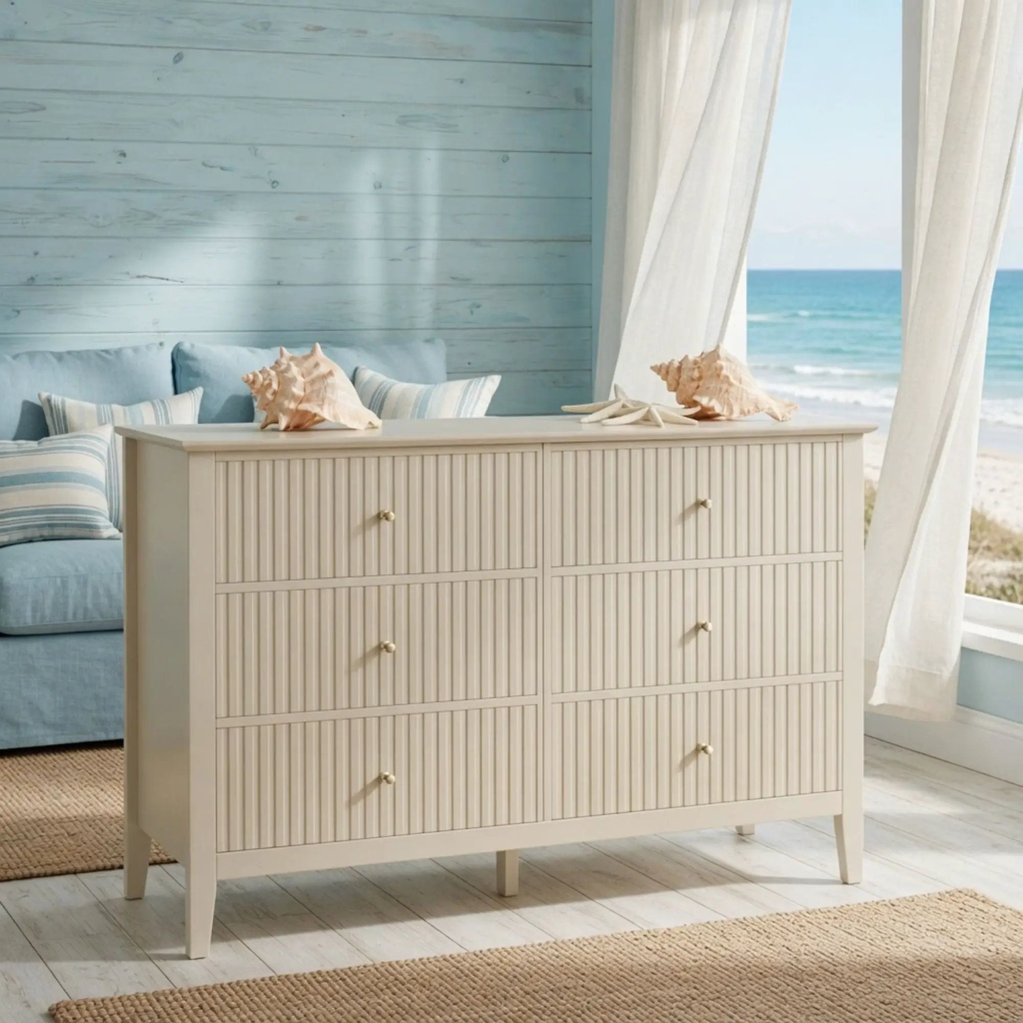 Modern 6 Drawer Fluted Dresser by HouseOfZazla
