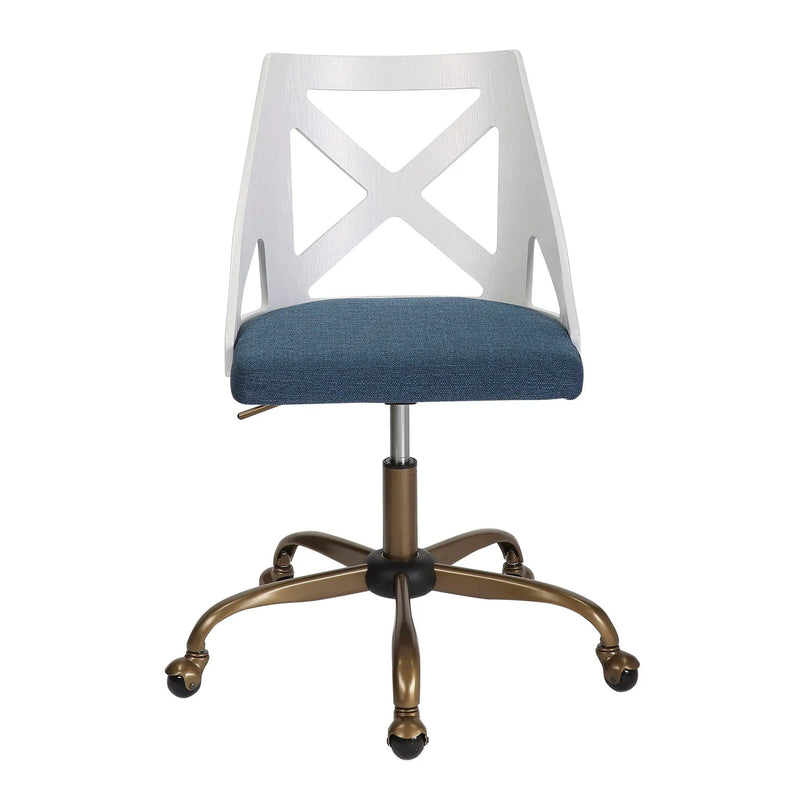 Charlotte - Farmhouse Task Chair - Antique Copper / White / Blue by Unique Piece Furniture