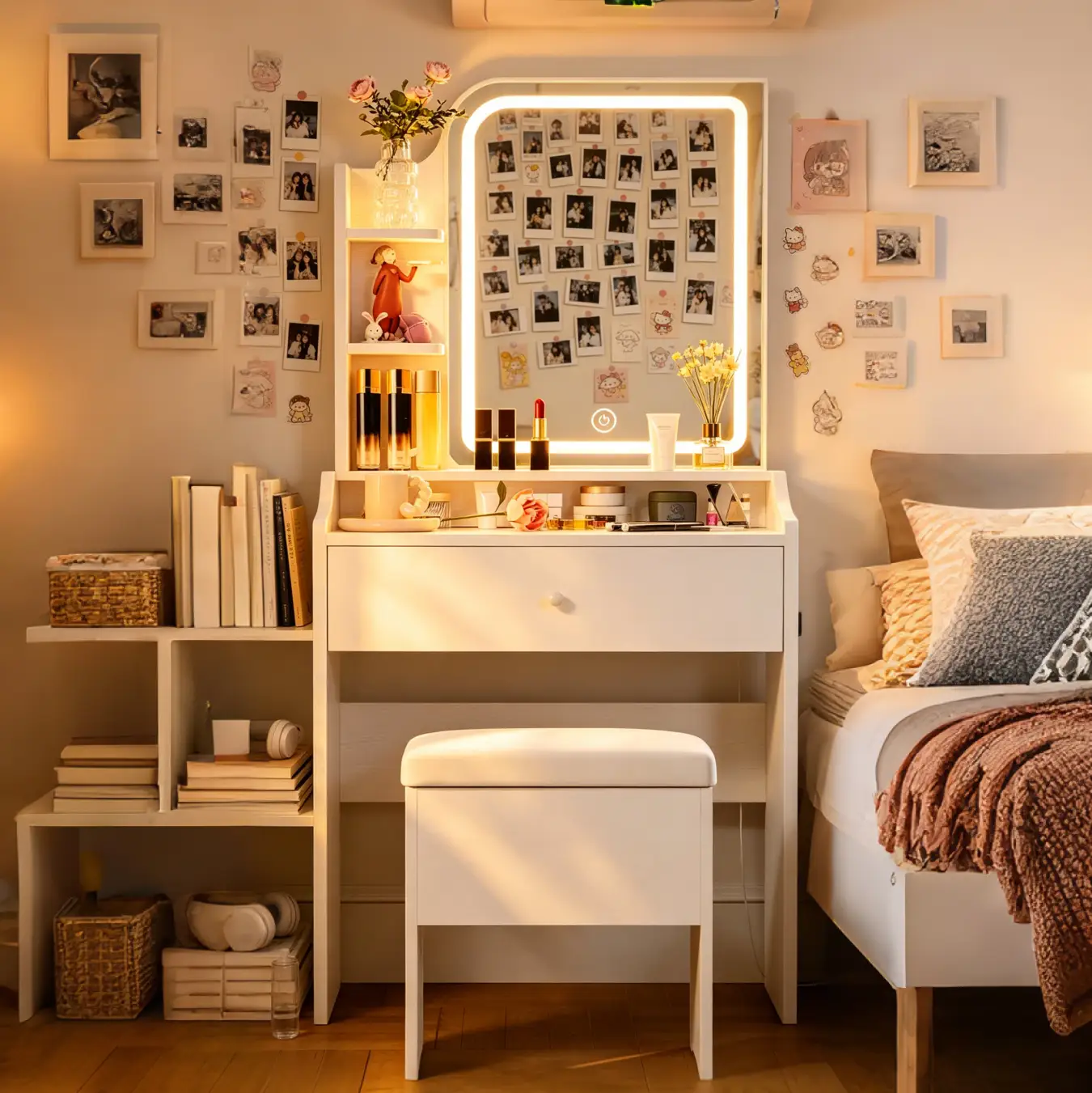 White Vanity Set with Smart LED Mirror by HouseOfZazla