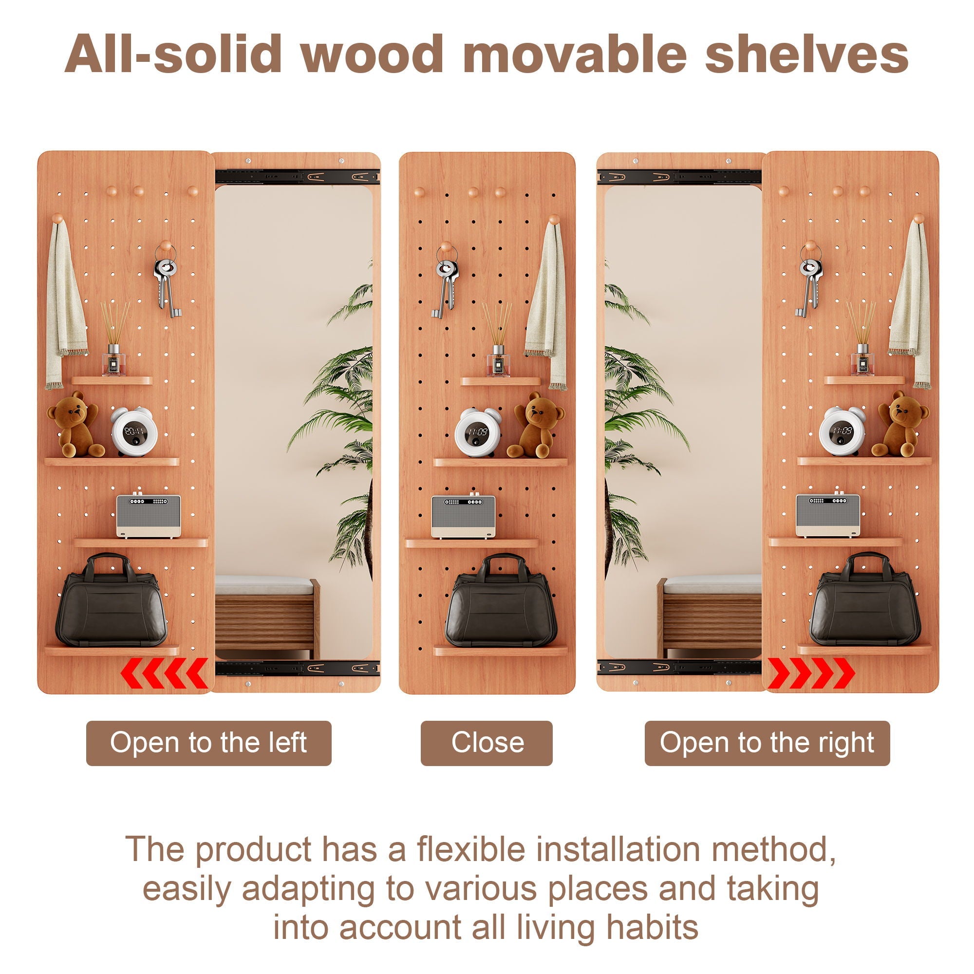Wall Mounted Full Length Mirror With Shelf And Hook by Unique Piece Furniture