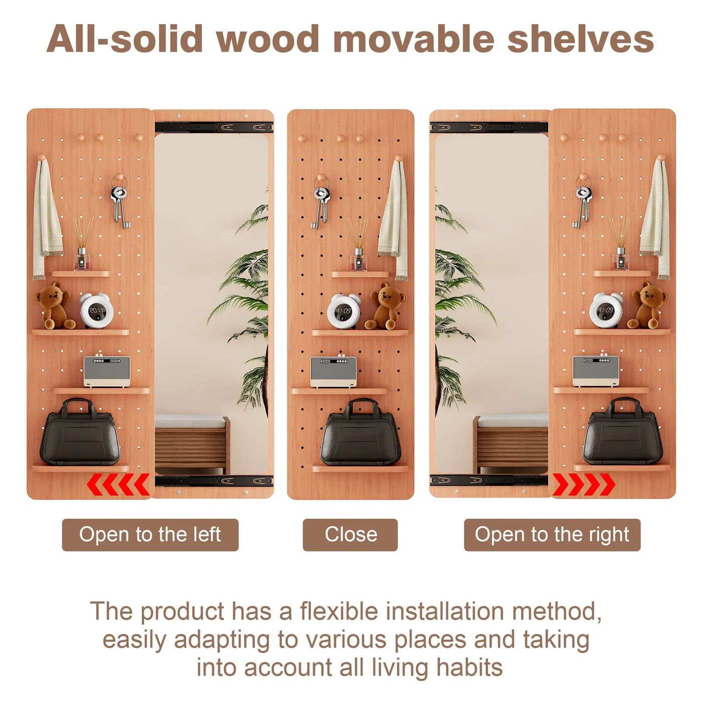 Wall Mounted Full Length Mirror With Shelf And Hook by Unique Piece Furniture