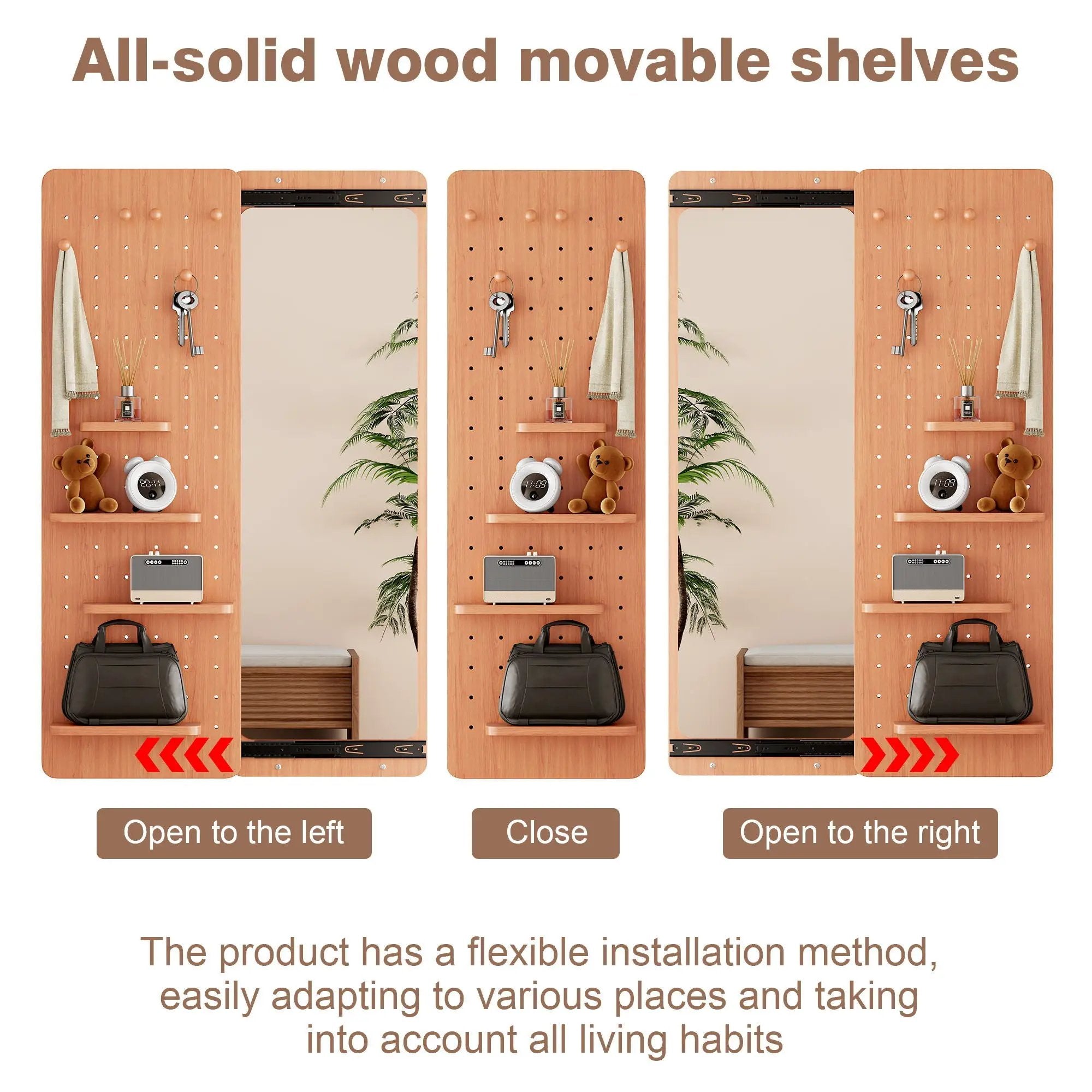 Wall Mounted Full Length Mirror With Shelf And Hook by Unique Piece Furniture