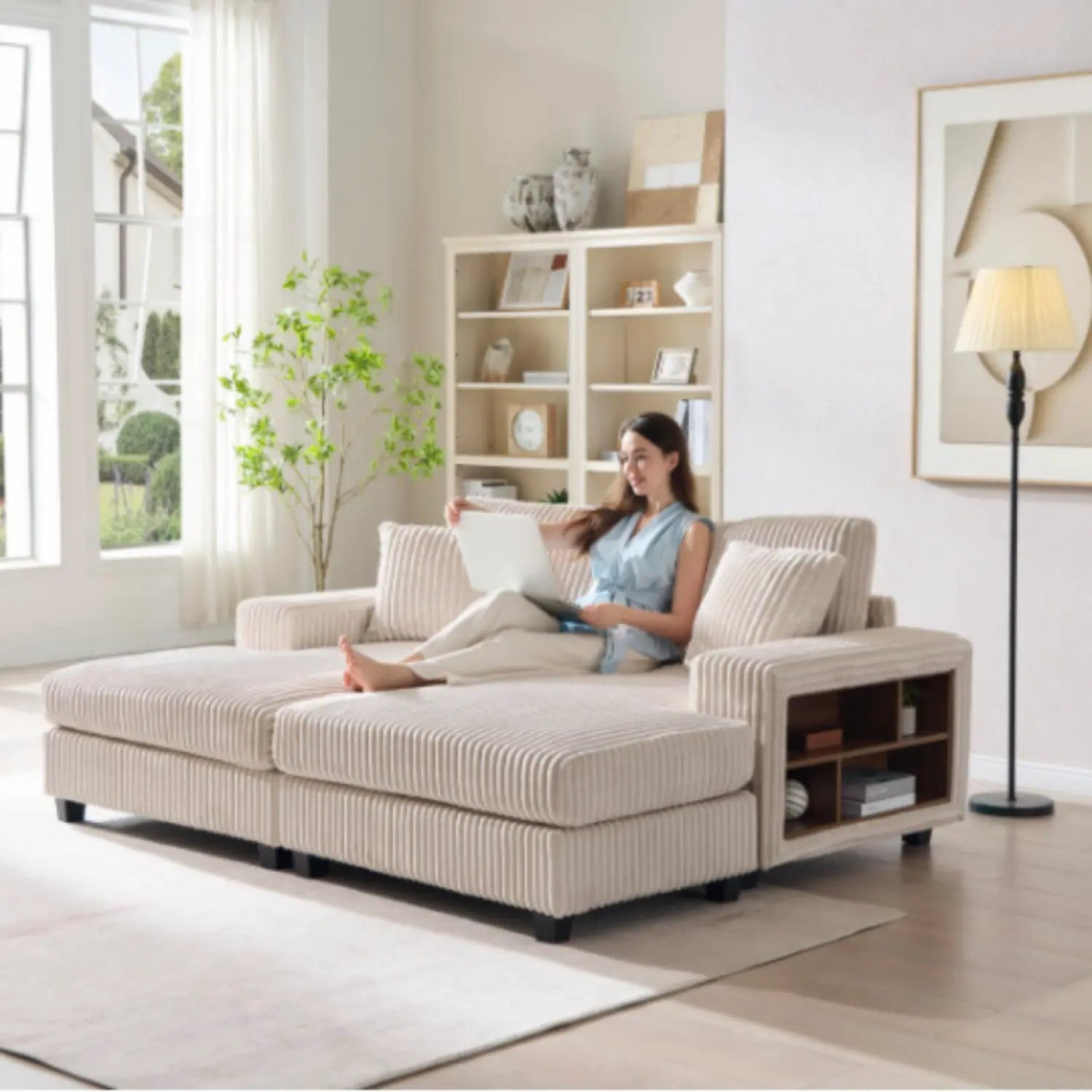 Convertible Sectional Sofa, Sleeper Oversized Living Room Lounge by Unique Piece Furniture