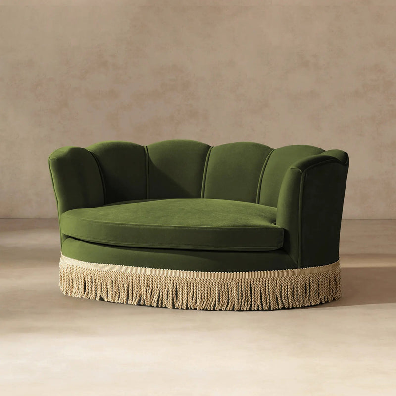 Clara 34.5" Scalloped Pet Sofa Bed - Medium, Olive by HouseOfZazla