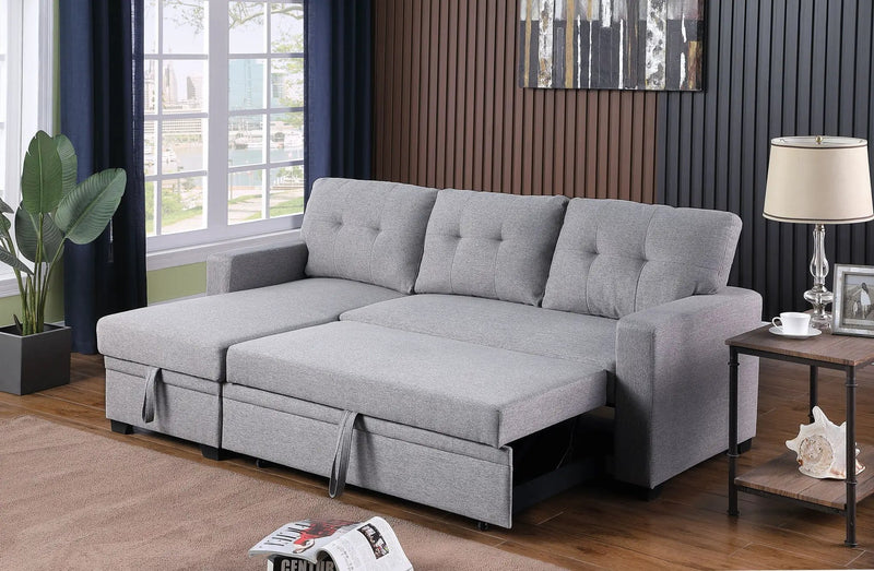 Upholstered Pull Out Sectional Sofa With Chaise by HouseOfZazla